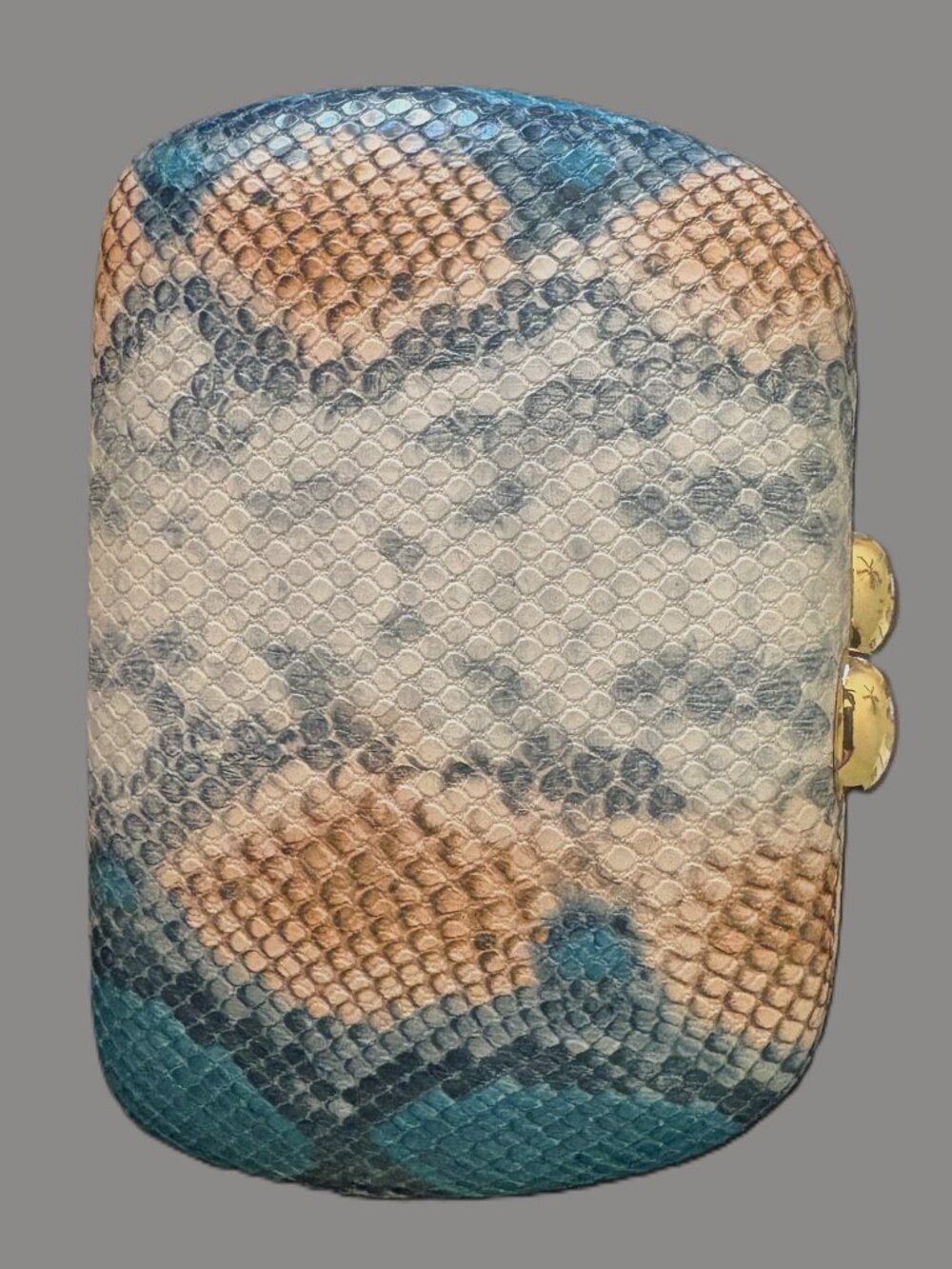 La Regale Colorful Snakeskin Clutch/Shoulder/Crossbody Peach/Teal Evening Bag